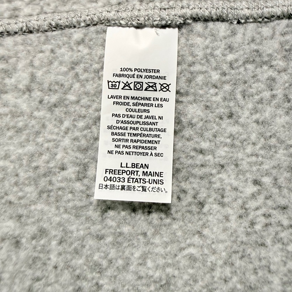 LL Bean Womens XL Sweater Fleece Full Zip Hoodie Light Gray Heather - Picture 9 of 9